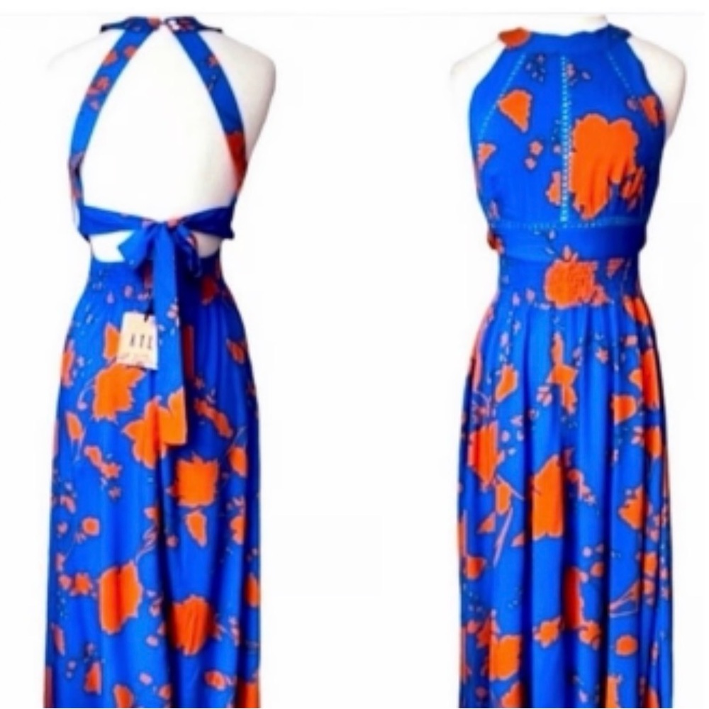 Blue and Orange Maxi Dress